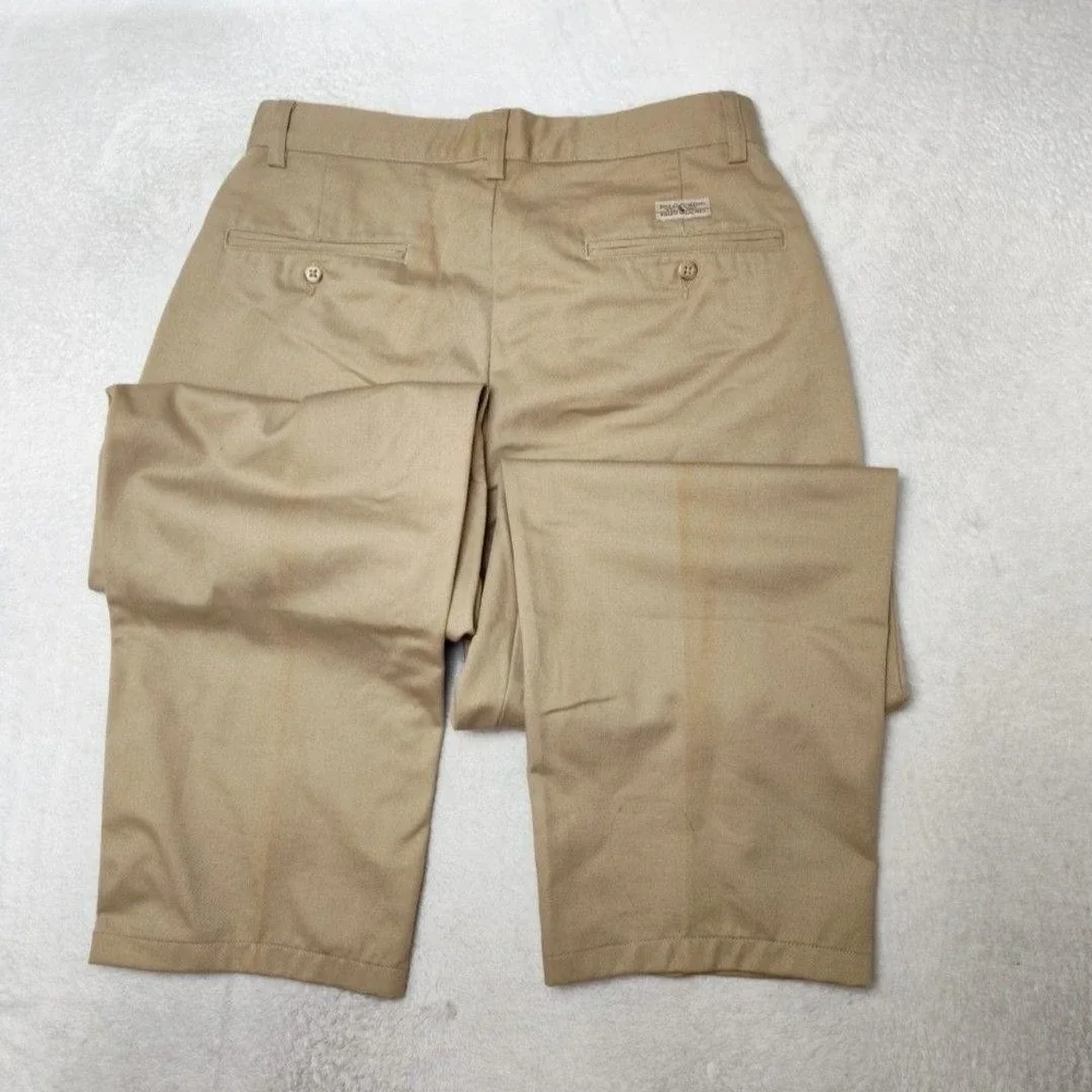 Vintage Polo Ralph Lauren Pants Mens 30x28 Beige Chino Pleated Straight Classic